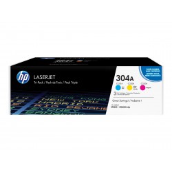 HP 304A - Pack de 3 - cyan, magenta, jaune - original - toner