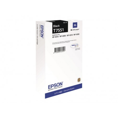 Epson T7551 - à rendement élevé - noire - originale - cartouche d'encre Epson T7551 - à rendement élevé - noire - originale - cartouche d'encre