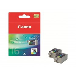 Canon BCI-16 - Pack de 2 - couleurs (cyan, magenta, jaune) - original - cartouche d'encre