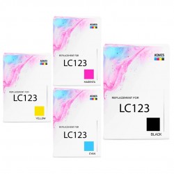 Cartouche d'encre équivalent à Brother LC123 Pack de 4 Noir, Jaune, Cyan, Magenta