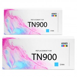 Toner équivalent à Brother TN-900C 2PK Pack de 2 Cyan