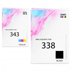 Cartouche d'encre équivalent à HP 338/343 Pack de 2 Noir + Couleur