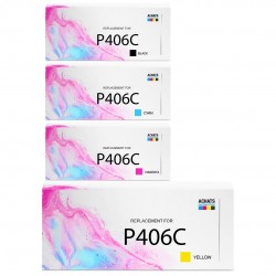 Toner équivalent à Samsung CLT-P406C Pack de 4 Noir, Jaune, Cyan, Magenta