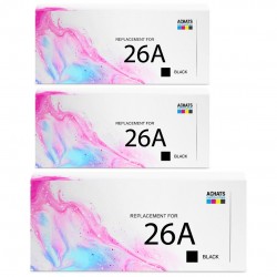 Toner équivalent à HP 26A Pack de 3 Noir