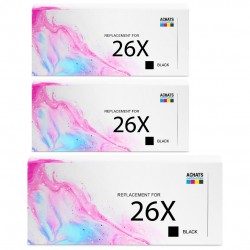 Toner équivalent à HP 26X Pack de 3 Noir