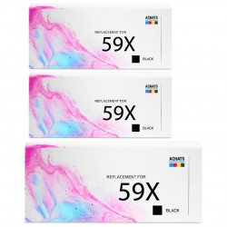 Toner équivalent à HP 59X Pack de 3 Noir - Avec puce