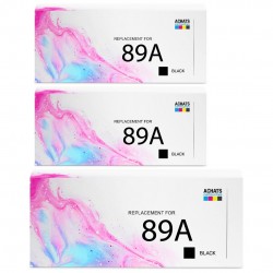 Toner équivalent à HP 89A Pack de 3 Noir - Avec puce