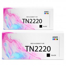 Toner équivalent à Brother TN2220 Pack de 2 Noir