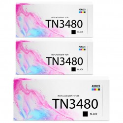 Toner équivalent à Brother TN3480 Pack de 3 Noir