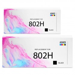 Toner équivalent à Lexmark 802H Pack de 2 Noir