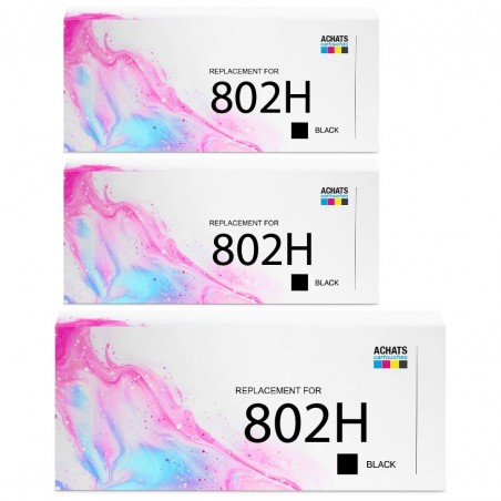 Toner équivalent à Lexmark 802H Pack de 3 Noir