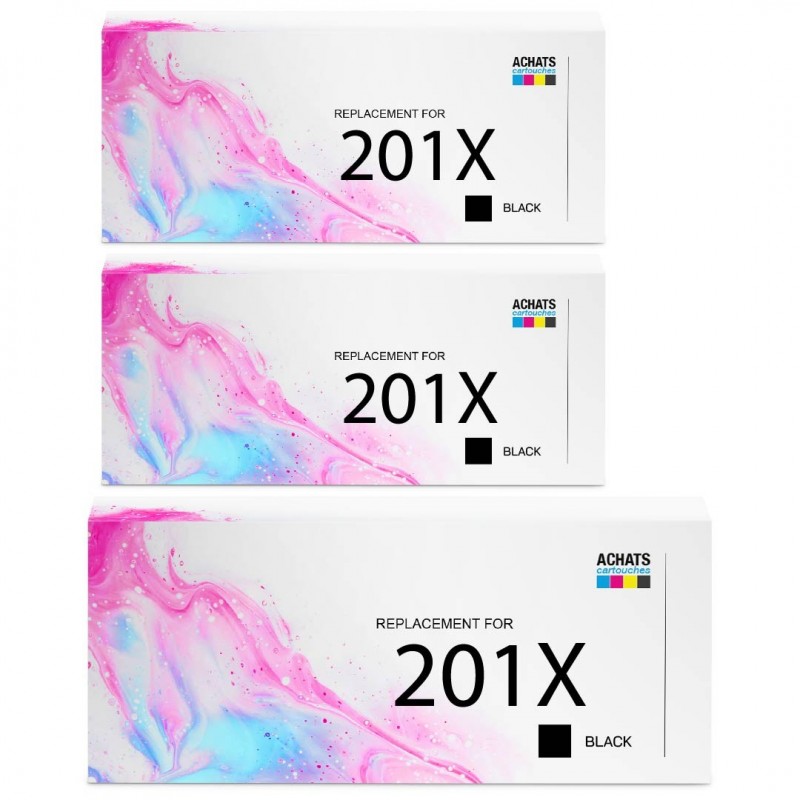 Toner équivalent à HP 201X Pack de 3 Noir