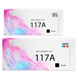 Toner équivalent à HP 117A Pack de 2 Noir - Avec puce