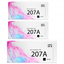 Compatible HP 207A W2210A Pack de 3 Cartouches de Toner Noir HP Color Laserjet Pro MFP M283fdw M255dw M282nw M283fdn AVEC PUCE