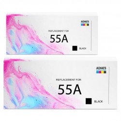 Toner équivalent à HP 55A Pack de 2 Noir