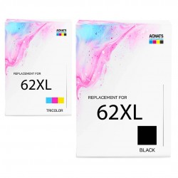 Pack de 2 HP 62XL cartouches d'encre compatibles