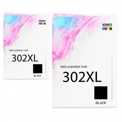 Cartouche d'encre équivalent à HP 302XL Pack de 2 Noir