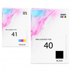 Cartouche d'encre équivalent à Canon Multipack PG 40 / CL 41 Pack de 2 Noir + Couleur