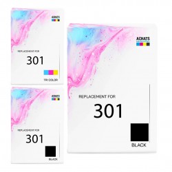 Cartouche d'encre équivalent à HP 301 Tripack Pack de 3 Noir + Couleur