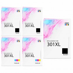 Pack de 5 HP 301XL cartouches d'encre compatibles