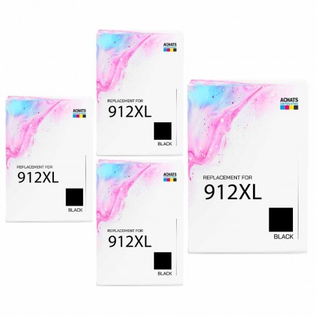 Cartouche d'encre HP 912XL Noir et couleur, Lot de 4 cartouches