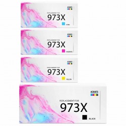 Pack de 4 cartouches imprimantes compatibles HP 973X Noir, Jaune, Cyan, Magenta