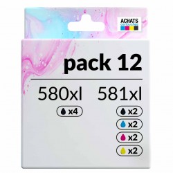 Pack de 12 Canon PGI-580XXL CLI-581XXL cartouches d'encre compatibles