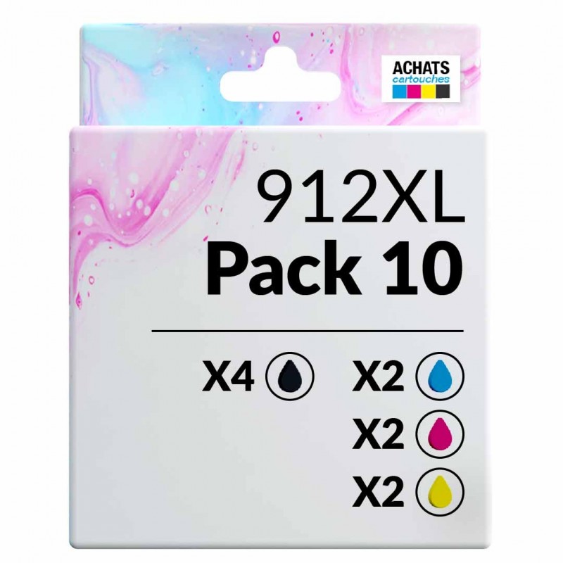 Hp 912XL - Pack x 4 jet d'encre équivalent à 3YP34AE - Black Cyan Magenta  Yellow