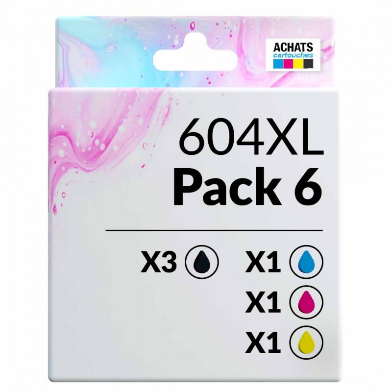 Pack de 6 encres compatibles Epson 604XL Noir, Jaune, Cyan, Magenta