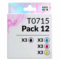 Pack de 12 cartouches compatibles T0715 Epson COLOR