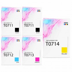 Pack de 5 cartouches compatibles T0715 Epson 2 noirs, 1 cyan, 1 magenta, 1 jaune