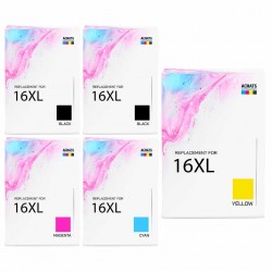 Pack de 5 cartouches compatibles 16XL Epson 2 noirs, 1 cyan, 1 magenta, 1 jaune