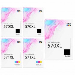 Pack de 5 cartouches compatibles PGI-570XL CLI-571XL Canon 1 X 570xl, 1 X 571xl noir, 1 X 571xl cyan, 1 X 571xl magenta, 1 X 571