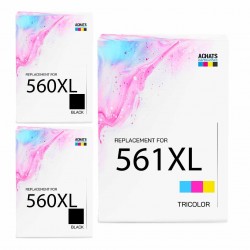 Pack de 3 cartouches compatibles PG-560XL CL-561XL Canon 2 noirs, 1 couleur