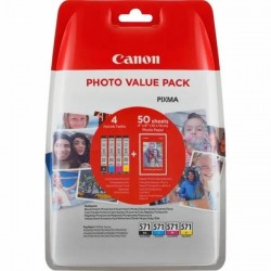  Canon CLI571 0386C009 Pack de 4 cartouches originales Noir, Cyan, Jaune, Magenta