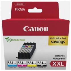  Canon CLI581XXL 1998C006 Pack de 4 cartouches originales Noir, Cyan, Jaune, Magenta