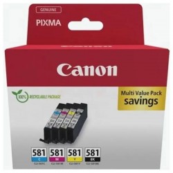  Canon CLI581 2103C007 Pack de 4 cartouches originales Noir, Cyan, Jaune, Magenta
