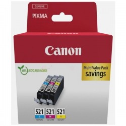  Canon CLI521Z 2934B015 Pack de 3 cartouches originales Cyan, Magenta, Jaune