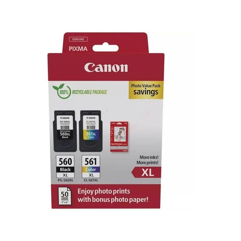  Canon PG560XL/CL561XL 3712C008 Pack de 2 cartouches originales Noir, Couleur