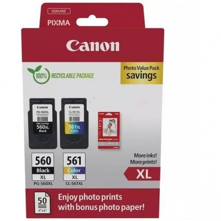  Canon PG560XL/CL561XL 3712C008 Pack de 2 cartouches originales Noir, Couleur