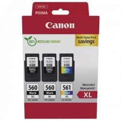  Canon PG560XL/CL561XL 3712C009 Pack de 3 cartouches originales 2 x Noires, Couleur