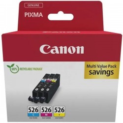  Canon CLI526Z 4541B018 Pack de 3 cartouches originales Cyan, Magenta, Jaune