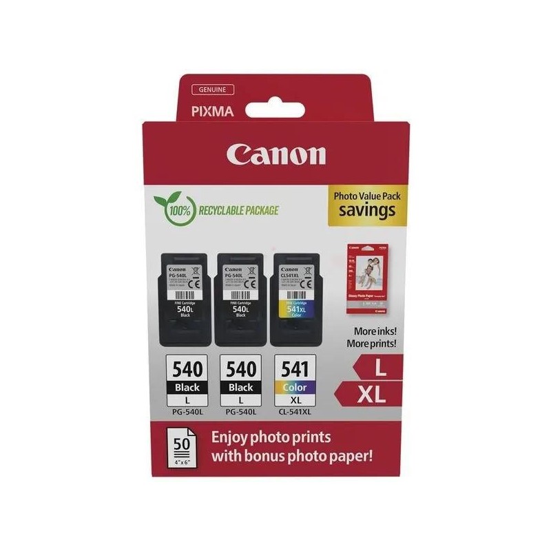  Canon PG540L/CL541XL 5224B015 Pack de 3 cartouches originales 2 x Noires, Couleur