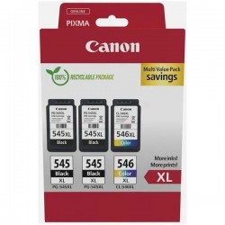  Canon PG545XL/CL546XL 8286B013 Pack de 3 cartouches originales 2 x Noires, Couleur