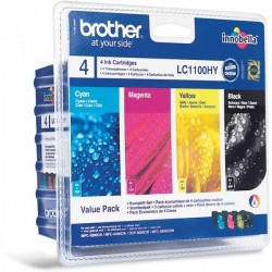 Brother LC1100HY - Pack de 4 - à rendement élevé - noire, cyan, magenta, jaune - original - cartouche d'encre